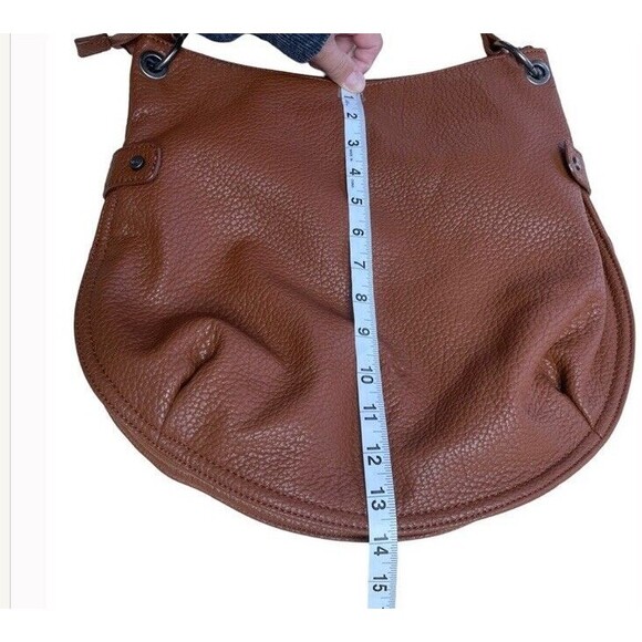 Co lab Pebbled Vegan Leather Shoulder Bag Brown Boho Fall Casual Trendy Hobo EUC - Picture 12 of 16